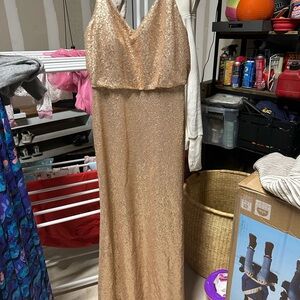 After Six Rose Gold Sequin Evening Dress